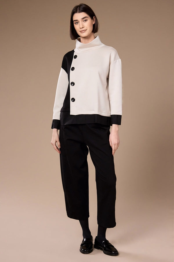 Carraig Donn Ecru & Black Two Tone Button Top
