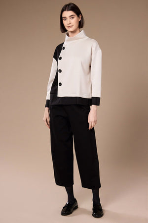 Carraig Donn Ecru & Black Two Tone Button Top