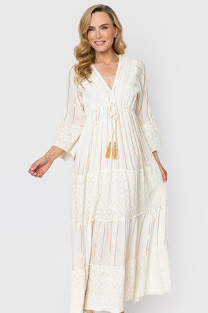 Carraig Donn Ecru Boho Maxi Dress