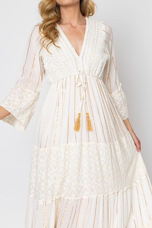 Carraig Donn Ecru Boho Maxi Dress