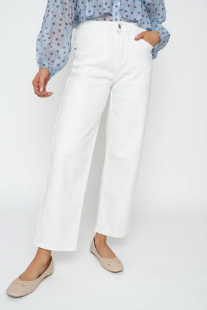 Carraig Donn Ecru Cotton Barrel Leg Jeans
