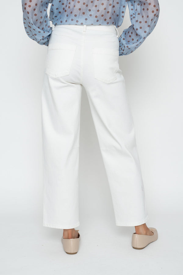 Carraig Donn Ecru Cotton Barrel Leg Jeans