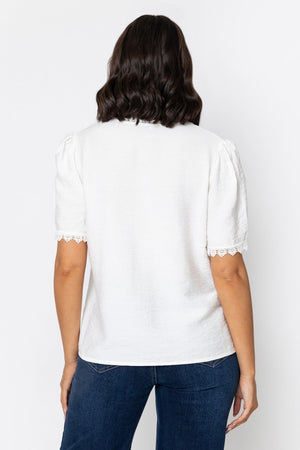 Carraig Donn Ecru Lace Edge Button Blouse