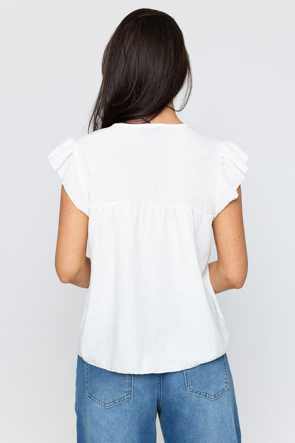Carraig Donn Ecru Ruffle Sleeve Top