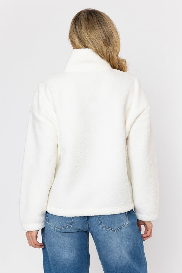 Carraig Donn Ecru Teddy Fleece With Contrast Zip