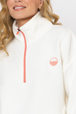 Carraig Donn Ecru Teddy Fleece With Contrast Zip