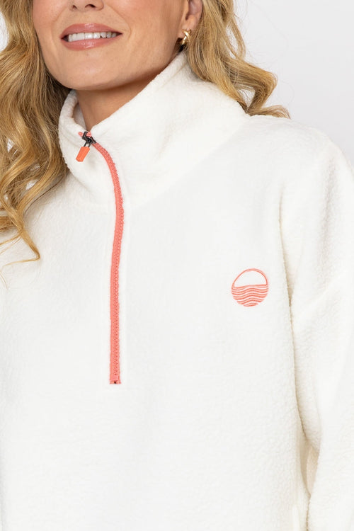 Carraig Donn Ecru Teddy Fleece With Contrast Zip