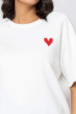 Carraig Donn Ecru Viscose Blend Top With Heart