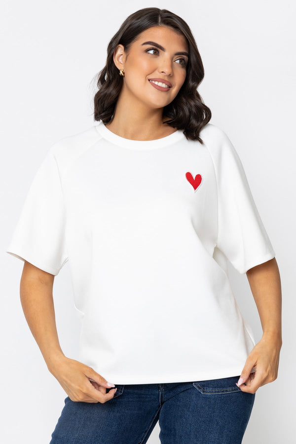 Carraig Donn Ecru Viscose Blend Top With Heart