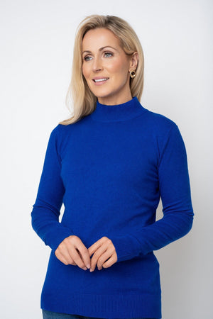 Carraig Donn Electric Blue Cashmere Blend Turtleneck Knit Jumper