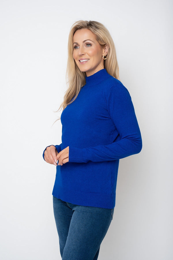 Carraig Donn Electric Blue Cashmere Blend Turtleneck Knit Jumper