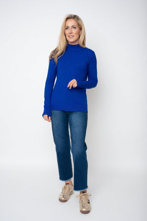 Carraig Donn Electric Blue Cashmere Blend Turtleneck Knit Jumper