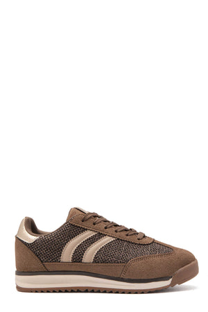Brown Retro Stripe Metallic Detail Trainers