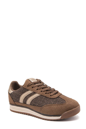 Brown Retro Stripe Metallic Detail Trainers