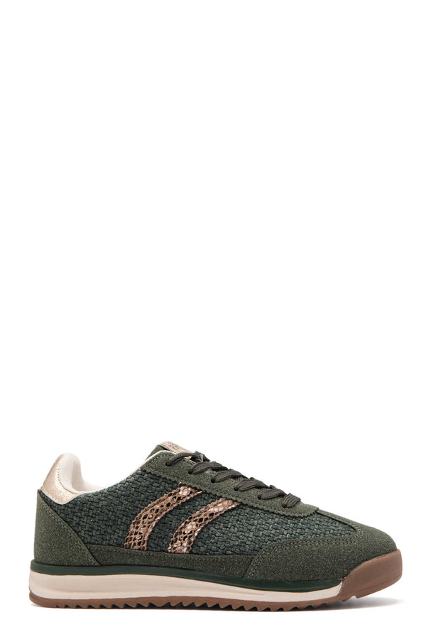 Green Retro Stripe Metallic Detail Trainers