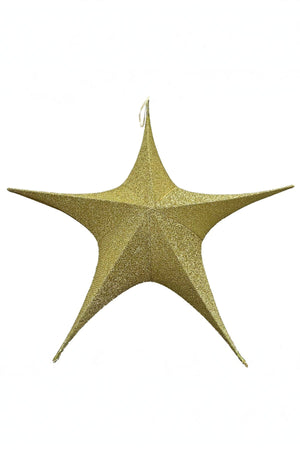 Carraig Donn Extra Large Gold Glitter Fabric Star Christmas Decoration