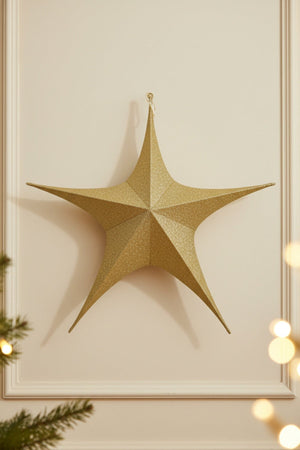 Carraig Donn Extra Large Gold Glitter Fabric Star Christmas Decoration