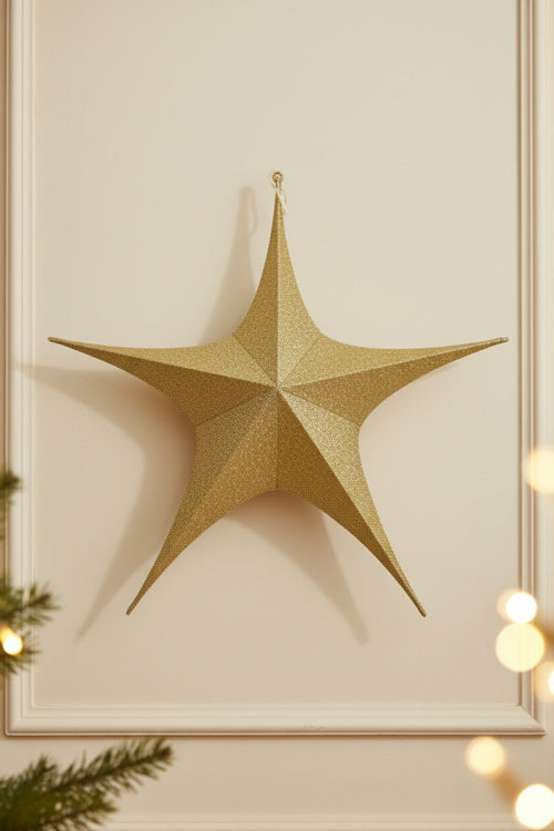 Extra Large Gold Glitter Fabric Star Christmas Decoration