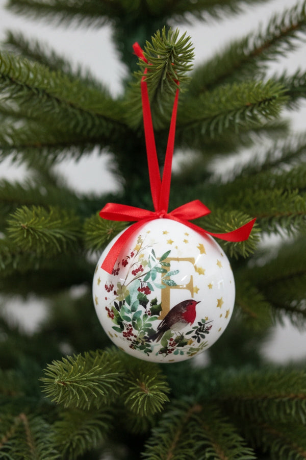 Carraig Donn F Christmas Robin Alphabet Tree Bauble
