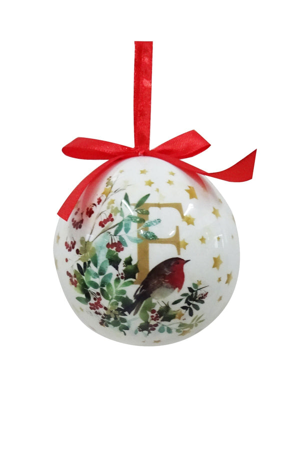 Carraig Donn F Christmas Robin Alphabet Tree Bauble