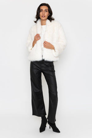 Carraig Donn Faux Fur Crop Coat Cream