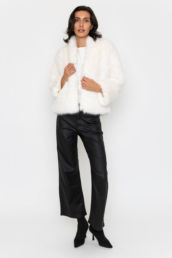 Carraig Donn Faux Fur Crop Coat Cream