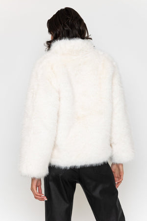 Carraig Donn Faux Fur Crop Coat Cream