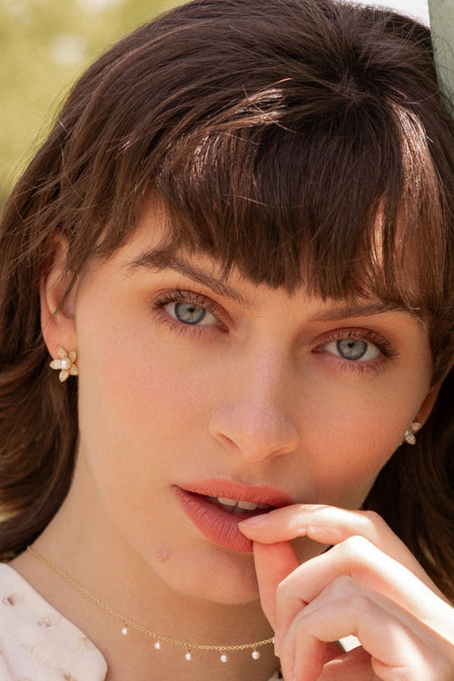 Faux Pearl Flower Earrings