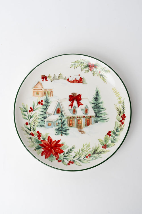 Ceramic Festive Scene Christmas Plate