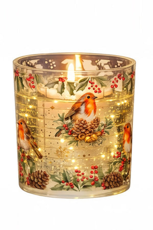 Carraig Donn Festive Spice Frangranced Robin Led Candle With 2 Refills