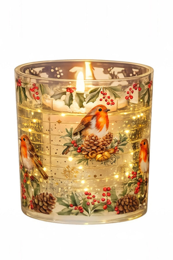 Carraig Donn Festive Spice Frangranced Robin Led Candle With 2 Refills