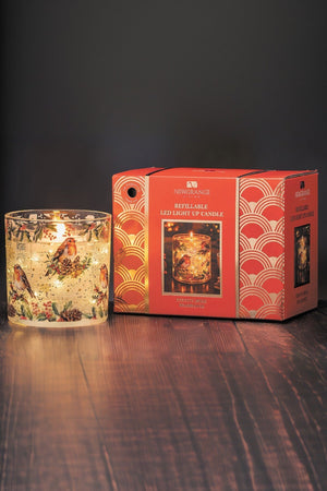 Carraig Donn Festive Spice Frangranced Robin Led Candle With 2 Refills