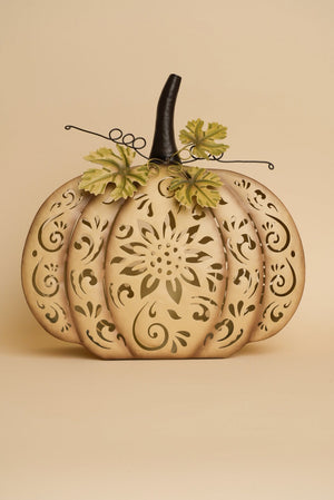 Carraig Donn Floral Metal Cut Out Harvest Pumpkin Decorative Ornament