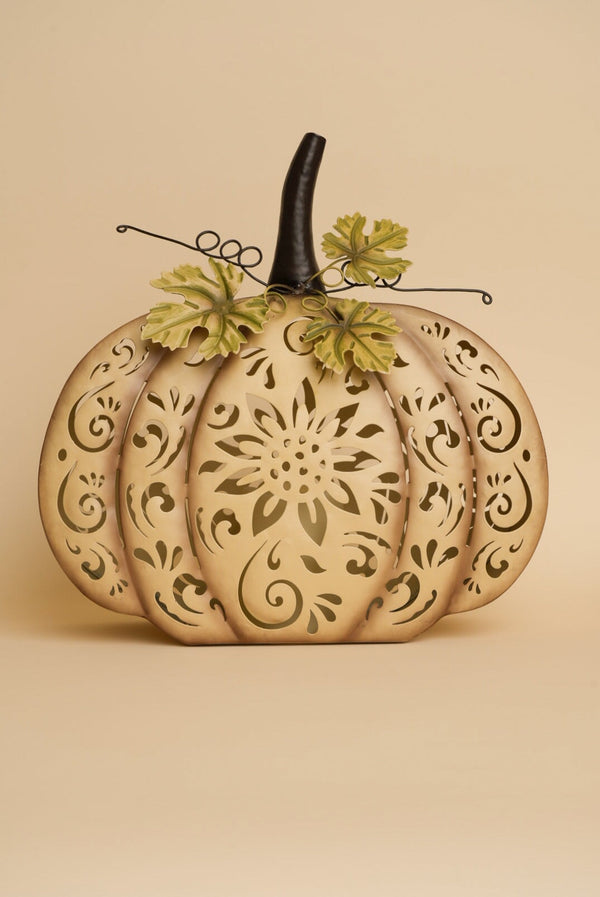 Carraig Donn Floral Metal Cut Out Harvest Pumpkin Decorative Ornament