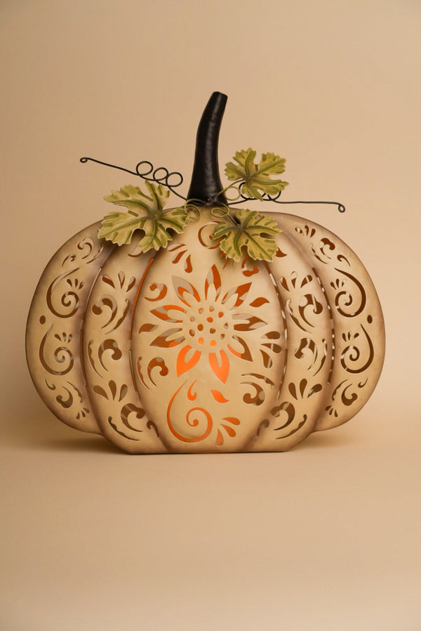 Carraig Donn Floral Metal Cut Out Harvest Pumpkin Decorative Ornament