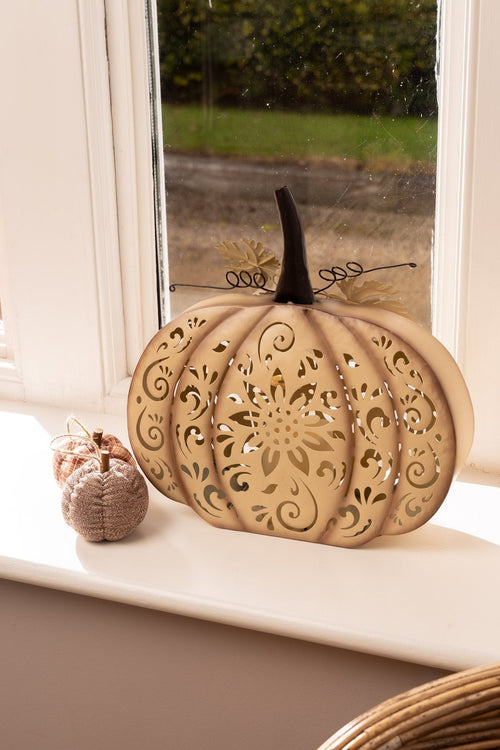 Carraig Donn Floral Metal Cut Out Harvest Pumpkin Decorative Ornament