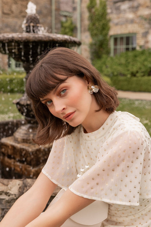 Flower & Faux Pearl Earrings