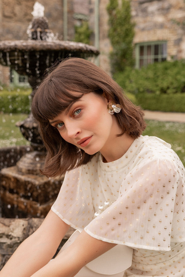 Carraig Donn Flower & Faux Pearl Earrings