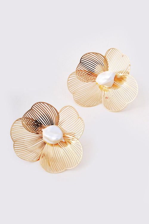 Carraig Donn Flower & Faux Pearl Earrings