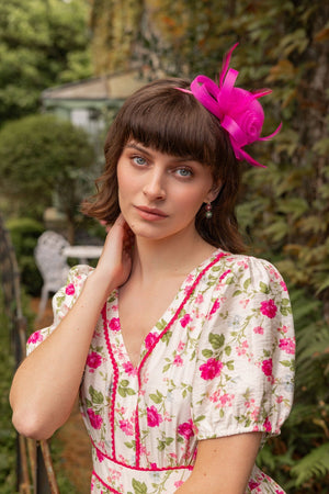 Carraig Donn Fuchsia Pink Mini Gathered Flower Fascinator
