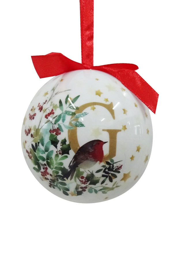 Carraig Donn G Christmas Robin Alphabet Tree Bauble