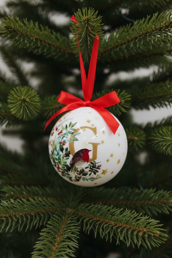 Carraig Donn G Christmas Robin Alphabet Tree Bauble