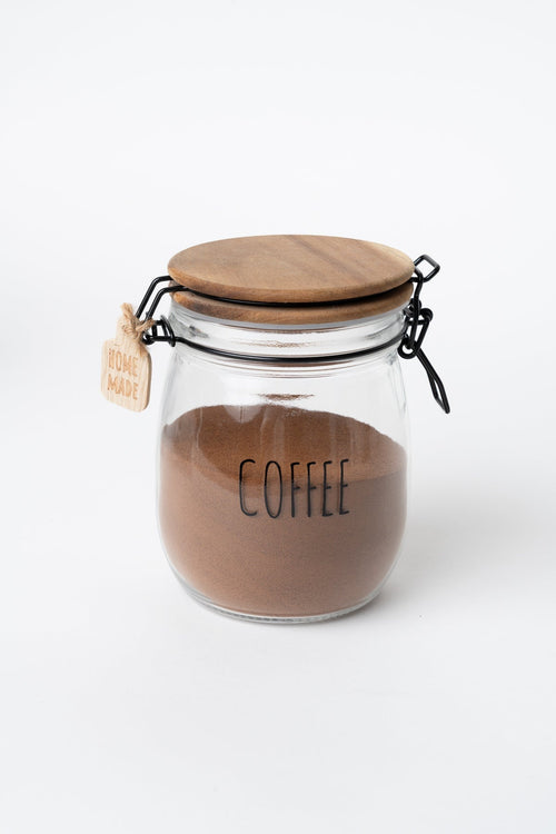Glass Kitchen Coffee Jar With Acacia Wood Lid