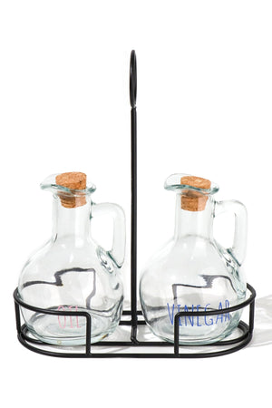 Carraig Donn Glass Kitchen Oil & Vinegar Set With Cork Lids