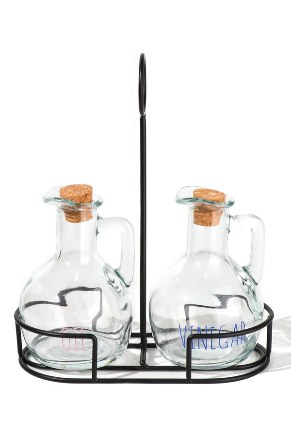 Carraig Donn Glass Kitchen Oil & Vinegar Set With Cork Lids