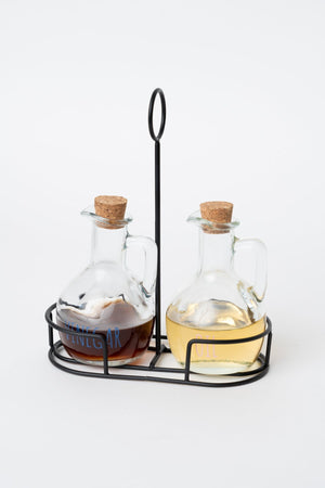 Carraig Donn Glass Kitchen Oil & Vinegar Set With Cork Lids