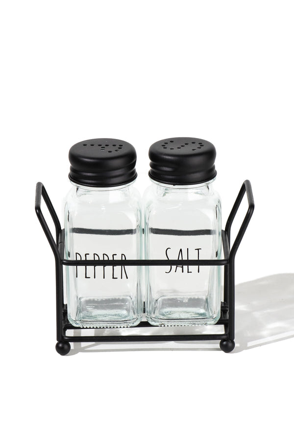 Carraig Donn Glass Kitchen Salt & Pepper Set With Metal Stand
