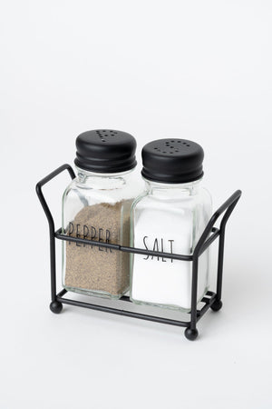 Carraig Donn Glass Kitchen Salt & Pepper Set With Metal Stand