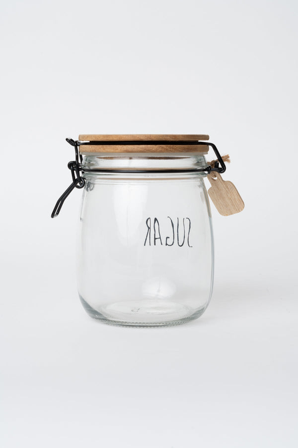 Carraig Donn Glass Kitchen Sugar Jar With Acacia Wood Lid