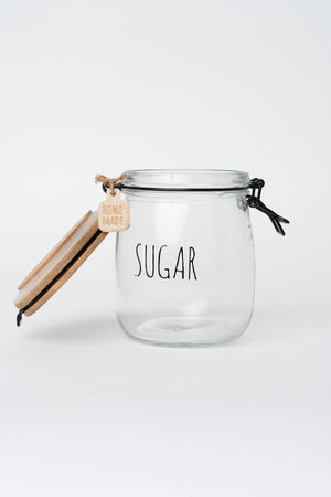 Carraig Donn Glass Kitchen Sugar Jar With Acacia Wood Lid
